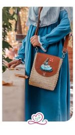 کیف حصیر چرم طرح نفس بکش