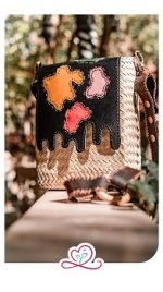 کیف حصیر چرم طرح آبرنگ